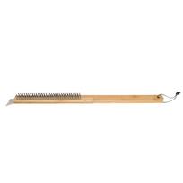Long Pizza Oven Brush with Scraper Mounted Metal Bristles Pizza Brush Removable Pizza Brush with Wooden Handle
