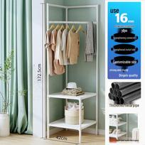 Multi-layer Corner Coat, Bag & Shoe Rack with Bedside Storage