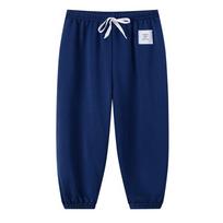 Children's Autumn Pants Solid Color Fashion Sweatpants Boys and Girls Casual Joker Trend Pants Comfortable Elastic Waist Pants 100 mėlyna