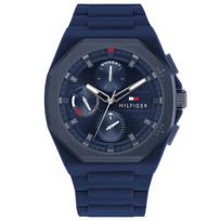 Tommy Hilfiger 1792122 Vyriškas mėlynas daugiafunkcis laikrodis su silikoniniu dirželiu 44 mm mėlyna