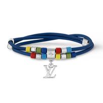 Louis Vuitton Monogram Play Logo Brass Bracelet Men Bracelet Blue M8588Z Box+Shopping Bag