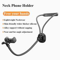 Oatsbasf Lazy Neck Phone Holder Stand Extendable Neck Hanging Adjustable Clip Phone Bracket Universal for iPhone 17 16 15 Xiaomi juoda