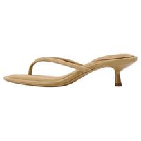 2026 Summer New Round Toe High-heeled Herringbone Beach Resort Style Flip-flops with Toe Clippers and Medium Heels 34
