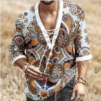 Updated Popular Mens Chest Strap Medium Sleeve T-shirt Printed Blouse S