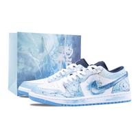 Jordan Air Jordan 1 Azure Dream Low top Vintage Basketball Shoes Unisex Blue White 553558-404(Team836-) 42.5