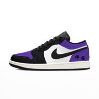 Jordan Air Jordan 1 Purple Mist Cat Paw Synthetic Leather, Leather Abrasion Resistant Low top Vintage Basketball Shoes 553560-081(Team931-) 36