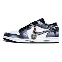 Jordan Air Jordan 1 Cushioning, Wear Resistant Low top Vintage Basketball Shoes Men's Light Gray 553558-043(Team631-) 42