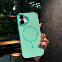 AG Thin Magnetic Ring Case for iPhone 17 Pro Max with Large Hole Crystal Frame, Frosted Anti-Drop Design iPhone 16