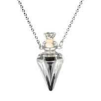 Essential Oil Diffuser Perfume Bottle Pendant Necklace Jewelry Clear Tear Drop Vial Essential Oil Pendant Necklace