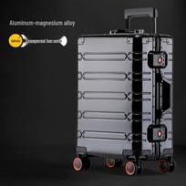 24-inch Aluminum Magnesium Alloy Trolley Luggage with Men's & Women's Combination Lock - Scratch & Wear-resistant Carry-on 20-inch