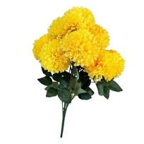9 Heads Artificial Dandelion Bouquet Silk Cloth Dyed Edged Chrysanthemum Bunch Realistic Soft Home Decoration geltona