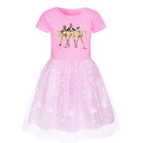 4170 Multi-color Kids Girls Rumi Zoey Mira Print Mesh Dress 110cm rožinė