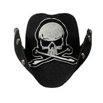 Vintage Cowboy Hat Western Style Large Embroidery Skull Brim Hat Straw Weaving Cowboy Hat Accessory for Summer Sunproof sidabras