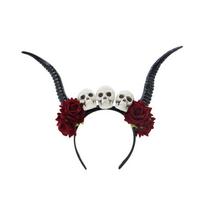 Punk Devil Antelope Horn Lace Rose Headband Cosplay Halloween Skull