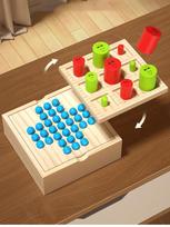 2 in 1 Kids Board Game Popular Tic-Tac-toe Single Noble Chess Wooden Toys Children Funny Chess Early Childhood Education