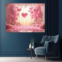 2D Soft Pink Curtain & Heart Balloon Backdrop Whimsical Party Decor 47.2x31.5inch/120*80cm
