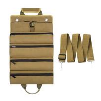 Multi Pocket Tool Storage Bag Large Capacity Rolled Tool Organizer Bag Zipper Pockets Foldable Electrician Tool Bag Electrician chaki
