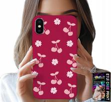 Etui Do Iphone Xs Max - Wisienki, Wiśnie Na Bordowym Tle + Folia