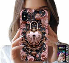 Etui Do Iphone Xs Max - Kobiece, Modne Wzory, Kłódka Serce Róża