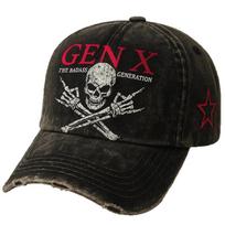 Fashion Cotton GEN X Badass Skull Cap Vintage Adjustable Sunscreen Hat Black Baseball Cap for Men and Women balta