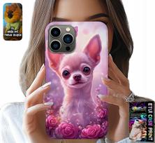 Etui Do Iphone 13 Pro - Słodka Chihuahua Na Różowym Tle Kwiatami