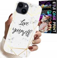 Etui Do Iphone 15 Plus - Biały Marmurek W Złote Ramki Love You