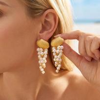 Elegant Metal Shell Imitation Pearl Tassel Drop Earrings For Women Men Fashion Summer Ocean Beach Vacation Earrings Boho Jewelry