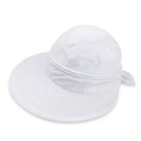 Casual 2 in 1 Women Top Air Cap Adjustable Detachable Sunscreen Cap Breathable Solid Color Bowknot Big Visor Cap balta