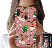 Etui Do Samsung Galaxy A20E - Świąteczne Renifery Choinki Laska Wzory