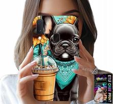 Etui Do Samsung Galaxy A20E - Buldog Coffi Love, Słoneczniki, Psi Case