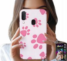 Etui Do Samsung Galaxy A20E - Różowe Psie Łapki, Plecki, Obudowa Case