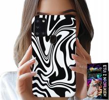 Etui Do Samsung Galaxy A21S - Czarno Biała Abstrakcja + Szkło Hart