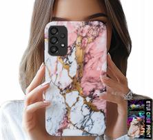Etui Do Samsung Galaxy A23 5G - Różowo Biały Marmurek, Kamienne Wzory