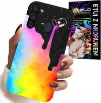 Etui Do Samsung Galaxy A21 - Tęczowe Kolorowe Wzory, Farba + Folia