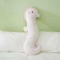 Cartoon Seahorse Cotton Long Body Pillow For Kids With Removable Cover And Embroidered Design 58cm rožinė