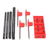 Metalo tekinimo staklių tekinimo įrankių rinkinys 4 vnt S07K/ S08K/ S10K/ S12M-SCLCR06 gręžimo strypai 10 vnt CCMT060204 įvairiaspalvis