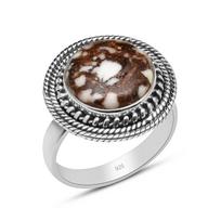 14 * 14 mm apvalios formos laukinio arklio jaspiso 925 svarų sterlingų sidabro žiedas moterims ir mergaitėms, dydis nuo 5 iki 12 5