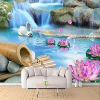 Fototapetas 3d Gulbių ežeras Gamtos peizažas Sienų freska Svetainė TV Sofa Miegamasis Namų dekoras Sienų freskos 200 cm(W) x 140 cm(H)