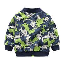 Boys Jackets Spring Autumn Kids Zipper Thin Windbreaker Coat Casual Cartoon Dinosaur Baby Outerwear Children 130cm mėlyna
