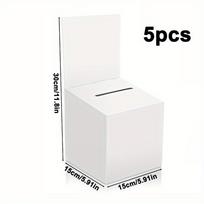 5pcs Suggestion Box Raffle Boxes with Slot Donation Boxes White Cardboard Boxes Ballot Box with Slot for Collecting Business Card Voting Contest 5pcs white