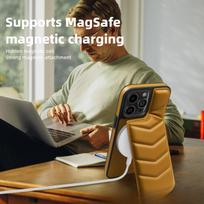 Applicable To IPhone16 Business Leather Case Mobile Phone Case Apple 14/15 Down Card Bag Magnetic Invisible Bracket iPhone 16promax ruda