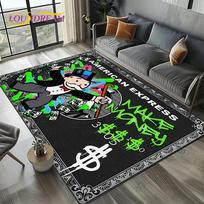3D Rich Man Game Monopoly Dollar Cartoon Carpet Rug for Living Room Bedroom Home Sofa Decoration Kid Area Rug Non-slip Floor Mat 40x60cm