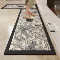 Virtuvės kilimėlis Pvc odinis pėdų kilimėlis Vandeniui atsparus grindų kilimas Namų dekoravimas Prabangus ilgas kilimas Neslystantis Plaunamas Alfombra De Cocina 45X120CM gray