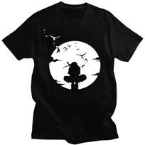 Naruto Vyriški marškinėliai Itachi Uchiha Spausdinimas Japonų Anime Tema Vasaros Berniukų Vaikų Trumpomis Rankovėmis Madingi Tėvų ir Vaikų Apranga S juoda
