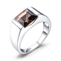 JewelryPalace Natūralus dūminis kvarcas, sukurtas rubinas, safyras, imituotas smaragdas, 925 svarų sterlingų sidabro žiedas vyrams, brangakmenių papuošalai 7 white