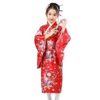 Chalatas Vaikams Japoniškas Kimono su Juosta Cosplay Kostiumas Senovinis Haori Vaikams Berniukams Mergaitėms 130CM raudona