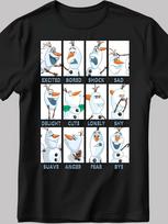 2025 New Unisexs and Women   Olaf From Frozen Pattern Tshirt Daily Leisure and Theme Activities Wear Unisex Short Sleeves S