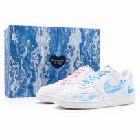 Nike Court Vision 1 Gentleman's Heartbeat Love Confession Low top Skateboard Shoes Unisex Blue Pink DH2987-101(team1747-) 42.5