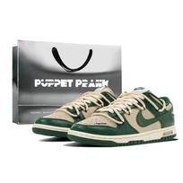 Nike Dunk Leather Abrasion Resistant Low top Skateboard Shoes Unisex Beige Green FB7160-231(Team178-S-BOX) 42.5