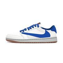 Travis Scott x Jordan Air Jordan 1 žemi sportbačiai Vintažiniai Krepšinio Batai Unisex Smėlio Spalvos Mėlyni DZ4137-700(Komanda-)-Atsitiktinės pakuočių maišeliai 35.5 blue